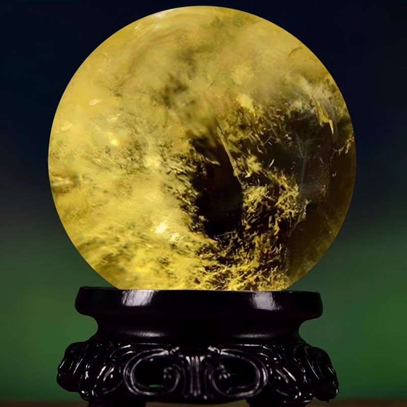 yellow crystal ball feng shui decoration