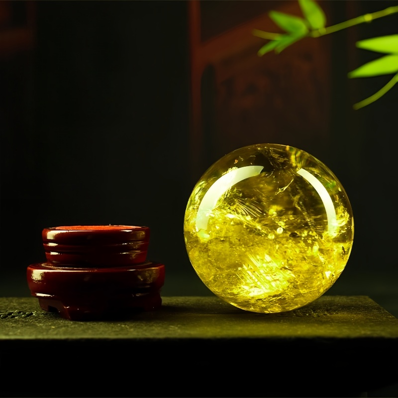 yellow crystal ball feng shui decoration